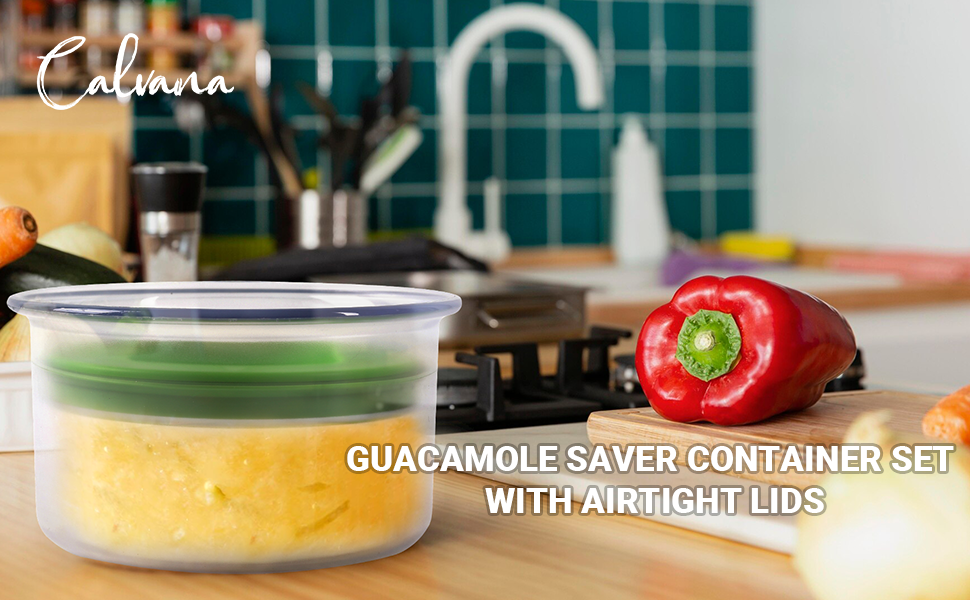 3Pack Guacamole Saver Container Set with Airtight Lids