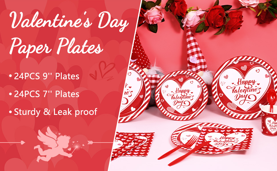 Homlouue 168PCS Valentines Plates and Napkins Party