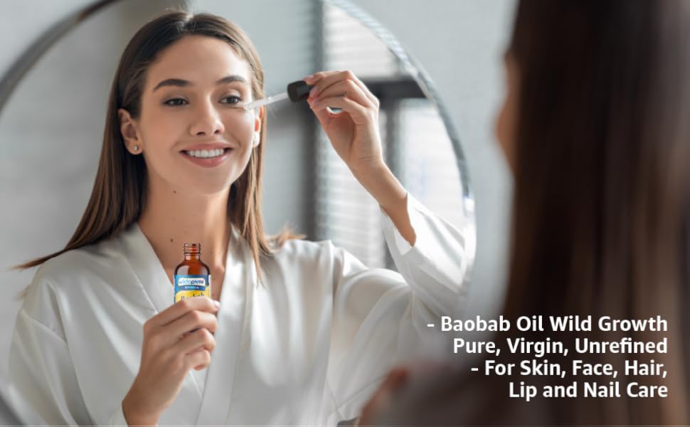 A woman used baobab oil for the face