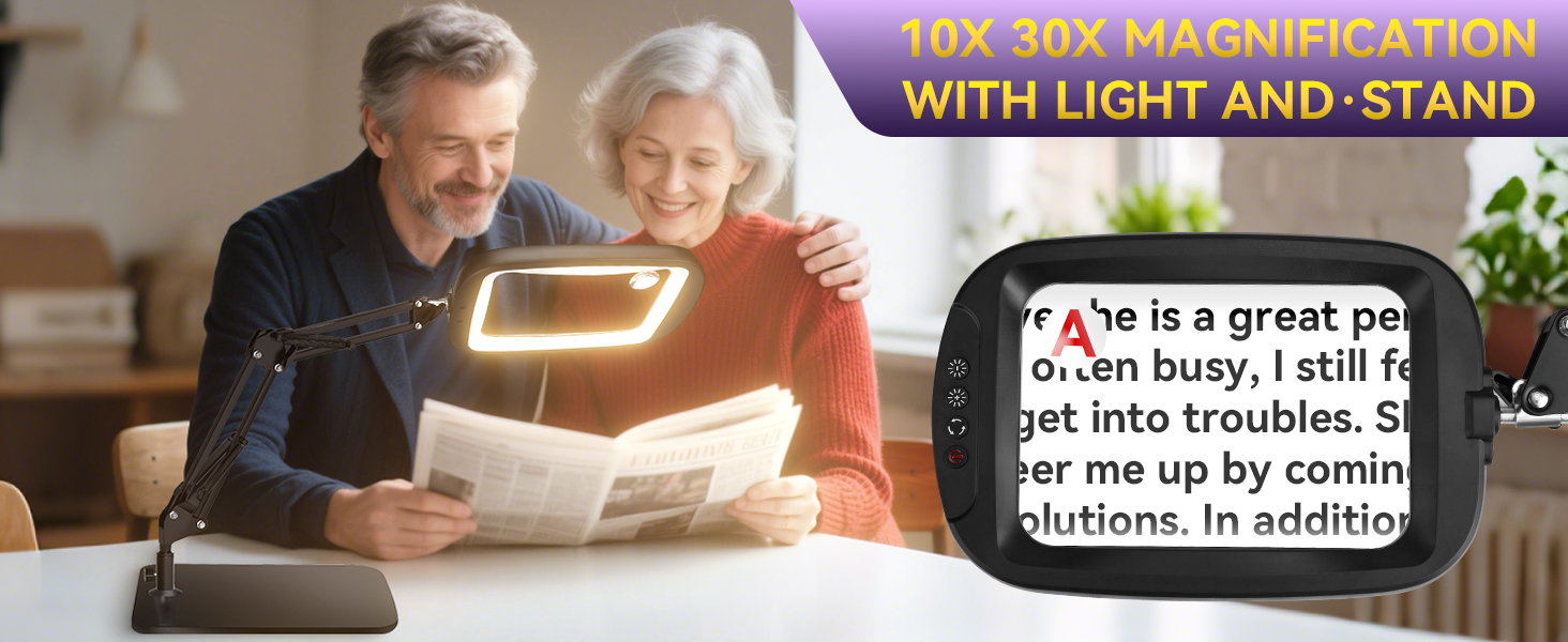 Extra Large magnifying glass with light and stand