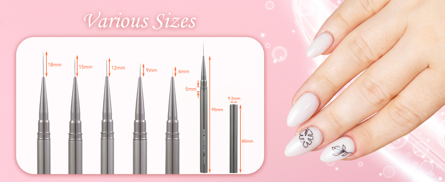 5Pcs Nail Art Liner Brushes For Gel Polish