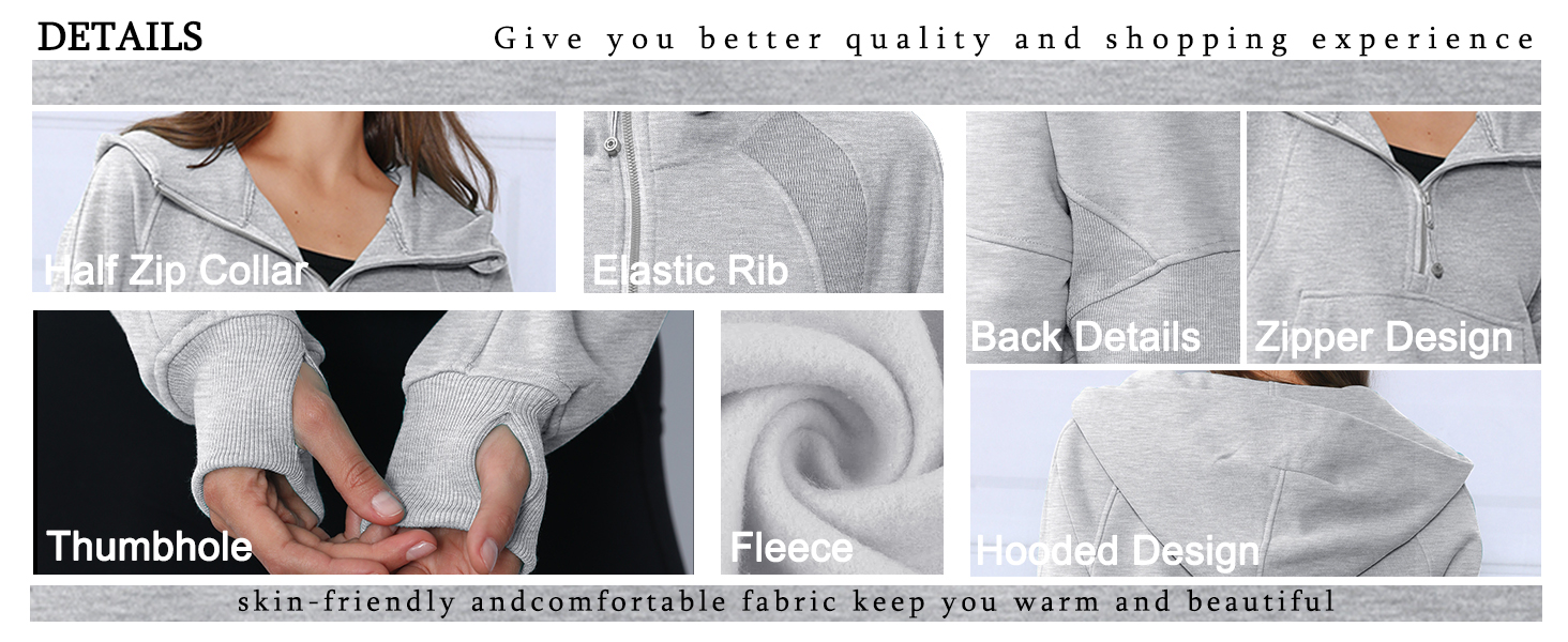 Women Half Zip Cropped Hoodie