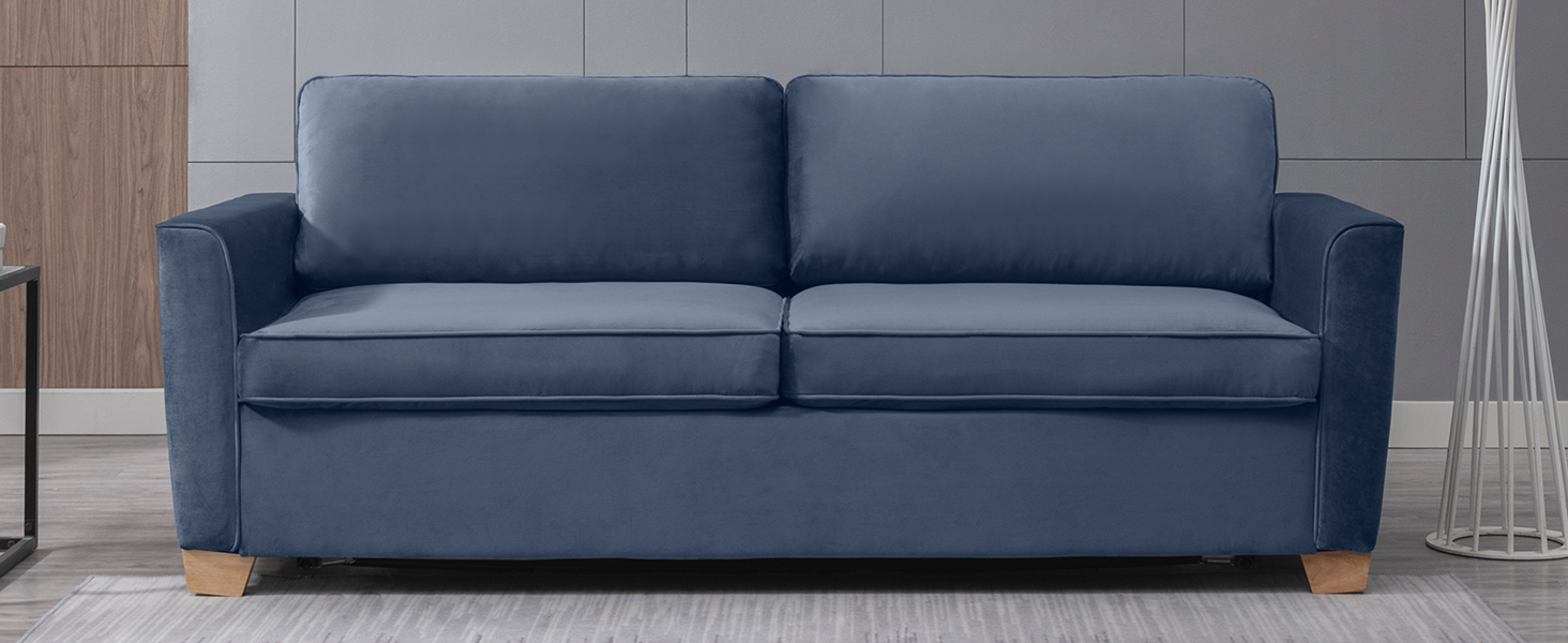 Mjkone 2in1 Pull Out Sofa Bed, Full Size Velvet Sleeper