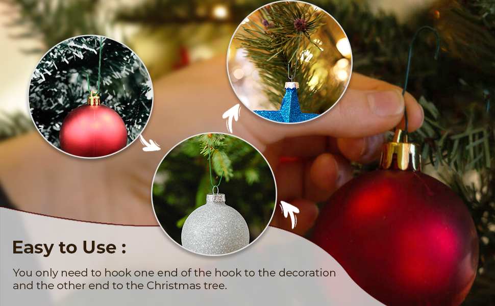 ANGIX 1 x Christmas Tree Hooks Bauble Green Plastic Hanging Hangers