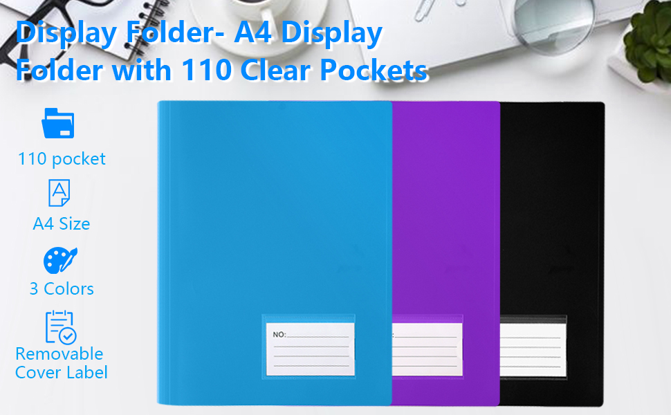 3 x 110 Pockets A4 Folder with Plastic Sleeves, A4 Display Folder, A4