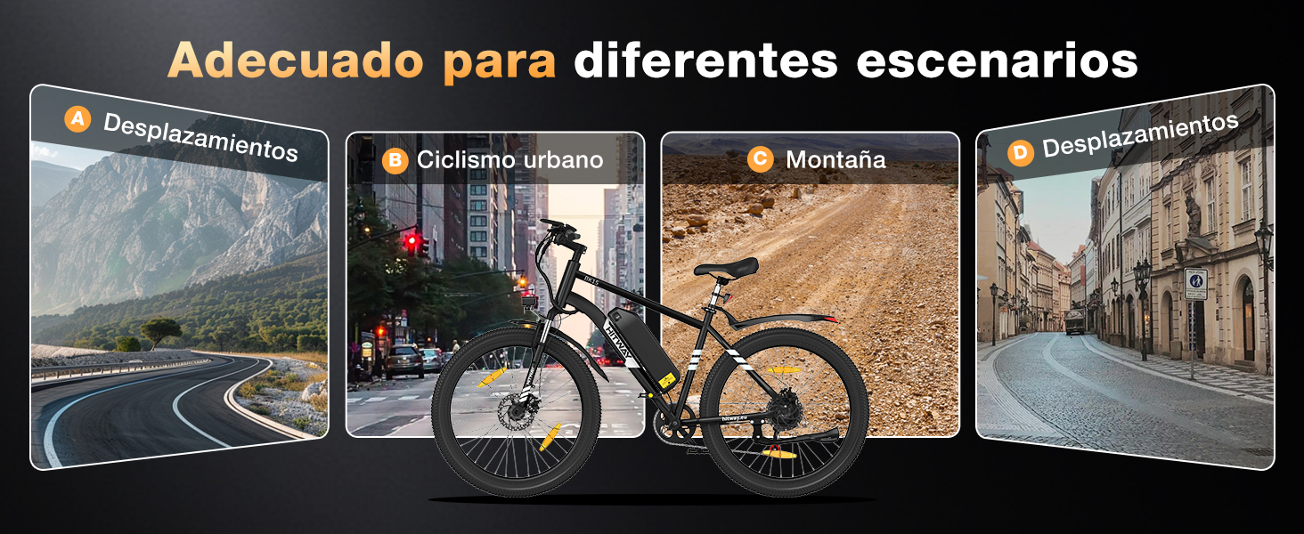 El texto dice «Adecuado para diferentes escenarios». El producto con espejo retrovisor gran angular se muestra en diferentes escenarios de conducción y condiciones de iluminación.