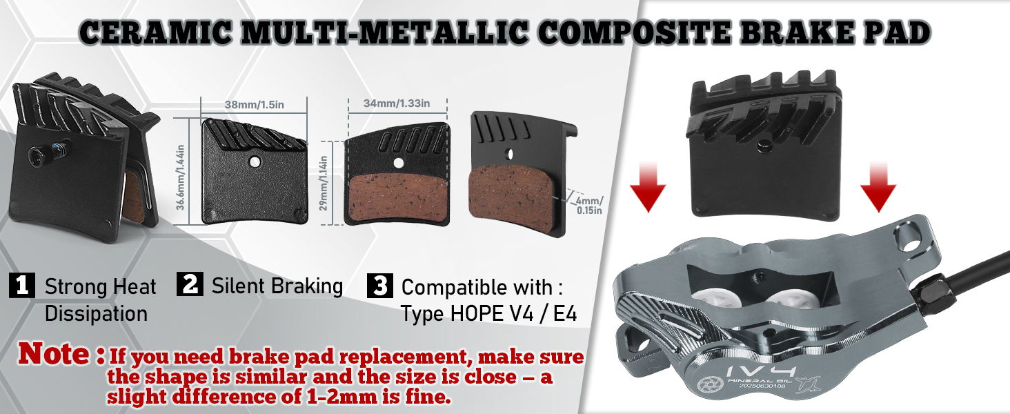 IIIPRO IV4 brake pad specification