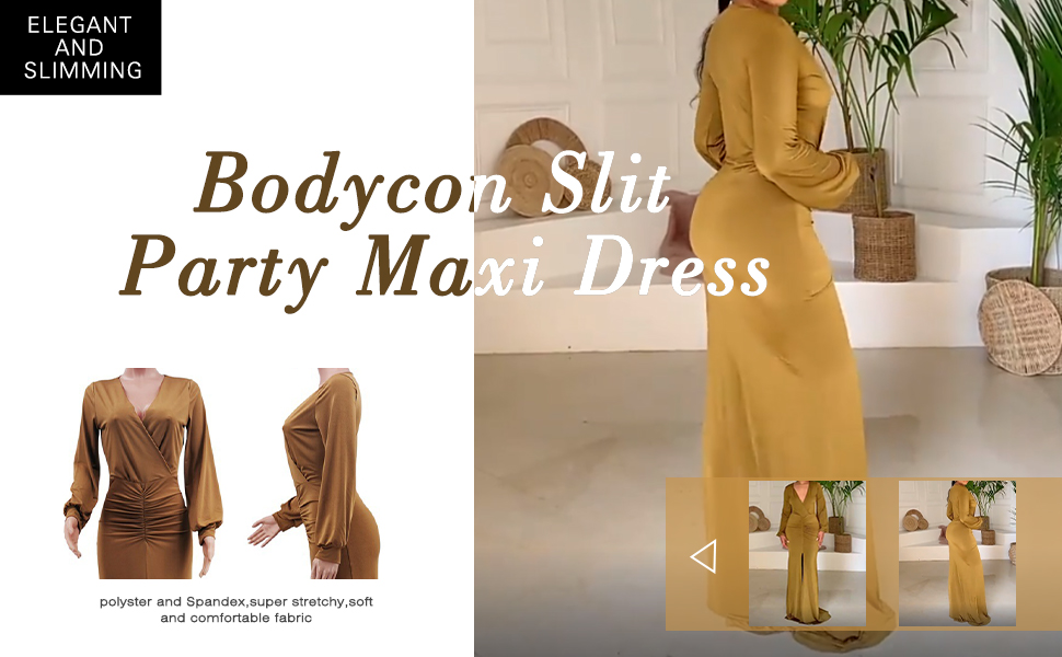 bodycon slit party maxi dress