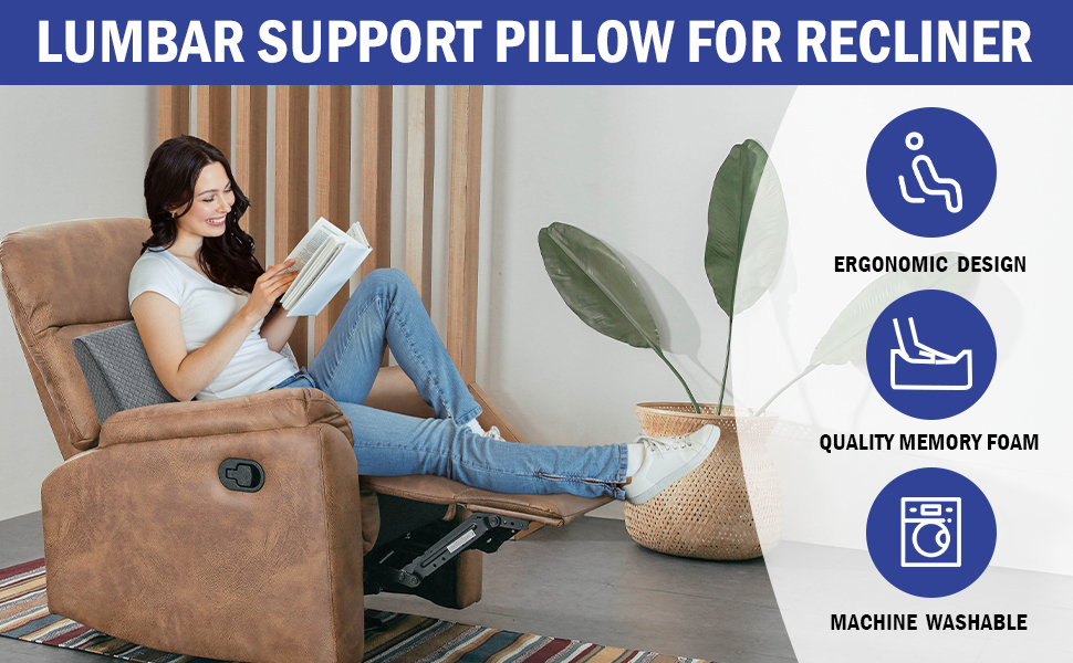 HOMBYS Lumbar Support Pillow for Recliner Chair, Memory
