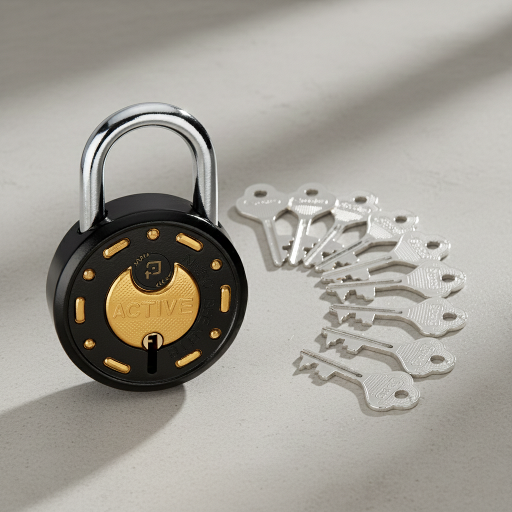 Azco Round Locks 65mm 10 Keys, Steel 8 Levers Double Locking, Lock and Key for Home Door Shutter Shop Office Main Gate, Gold Black Finish, Made in India (Pack of 1)