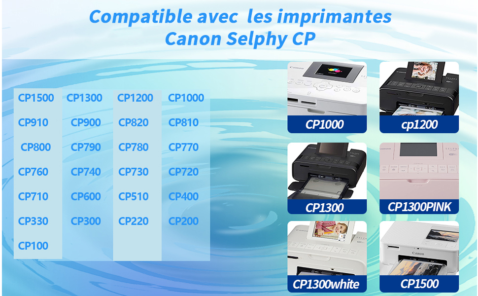 Recharge Canon Selphy CP1500 CP1300 KP108IN 3115B001(AA) Papier Photo et Cartouche, Compatible