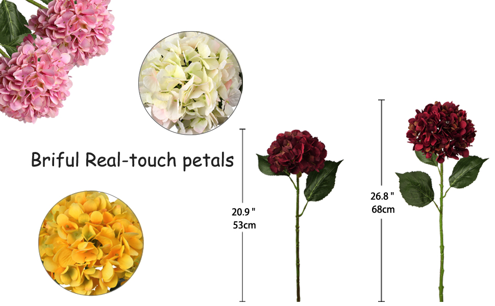 Briful Artificial Hydrangea Flowers Silk Hydrangea Flowers Fake Flowers