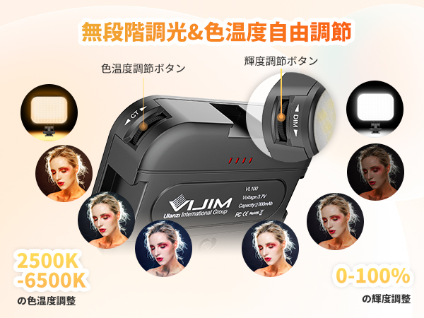 マグネット搭載 LEDビデオライト 2000mAh USB-C充電式 マグネット搭載 LEDビデオライト 2000mAh USB-C充電式 ライト・照明