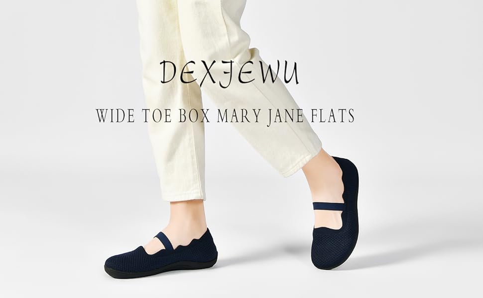 Amazon.com | DEXJEWU Women's Wide Toe Box Flats Knit Mary