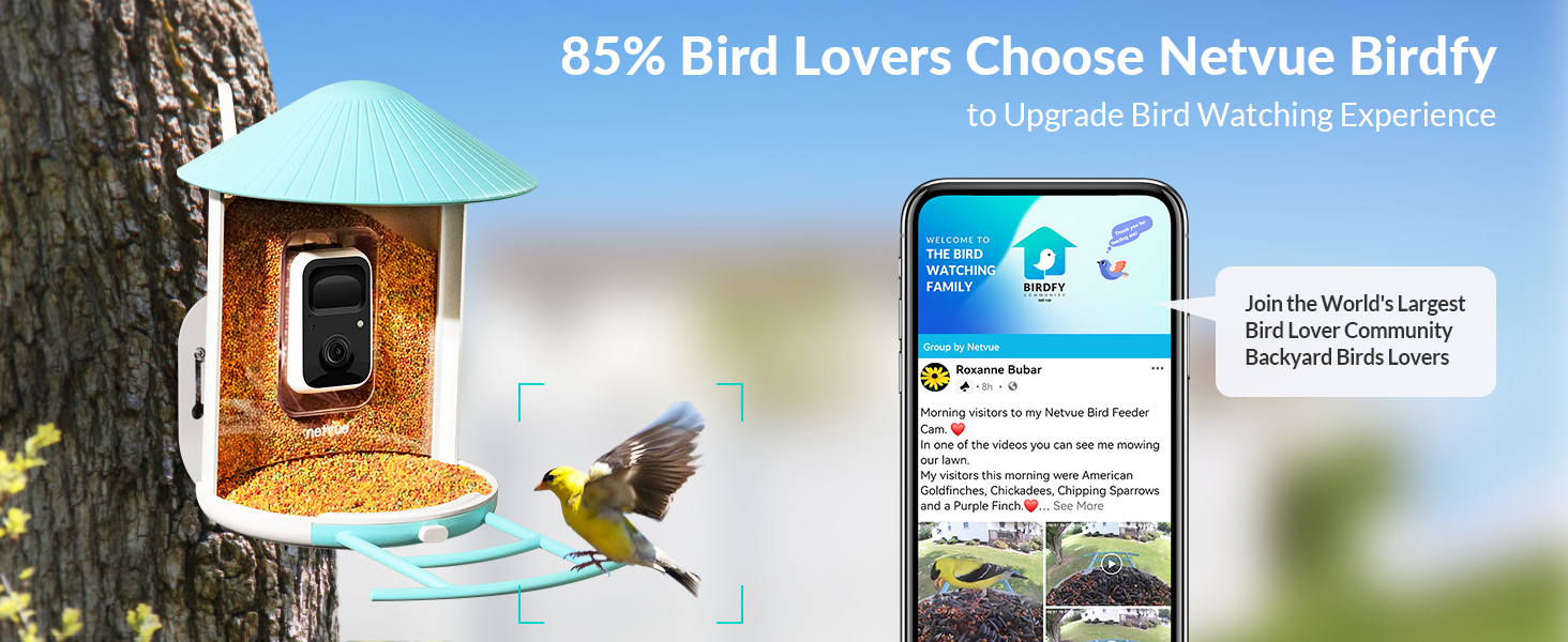 NETVUE Birdfy LiteSmart Bird Feeder Camera, Auto Capture and Record