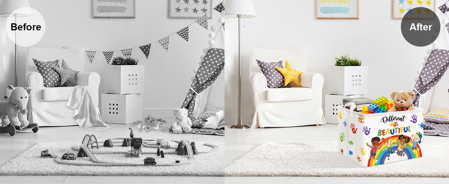 Rainbow Kid Handprint Kid Toy Storage Basket