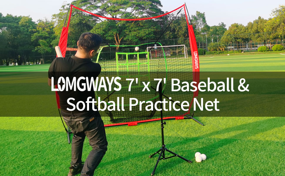 7'x7' Baseball Practice Net for Hitting and Pitching, Portable Softball