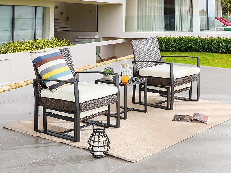 LOKATSE HOME Outdoor Patio Furniture Modern Rattan Wicker Sofa All