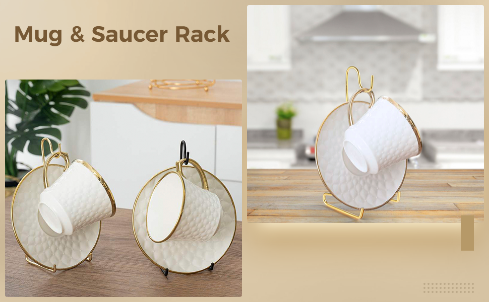 Homaisson Cup and Saucer Display Stand, 8 Pcs Tea Cup and