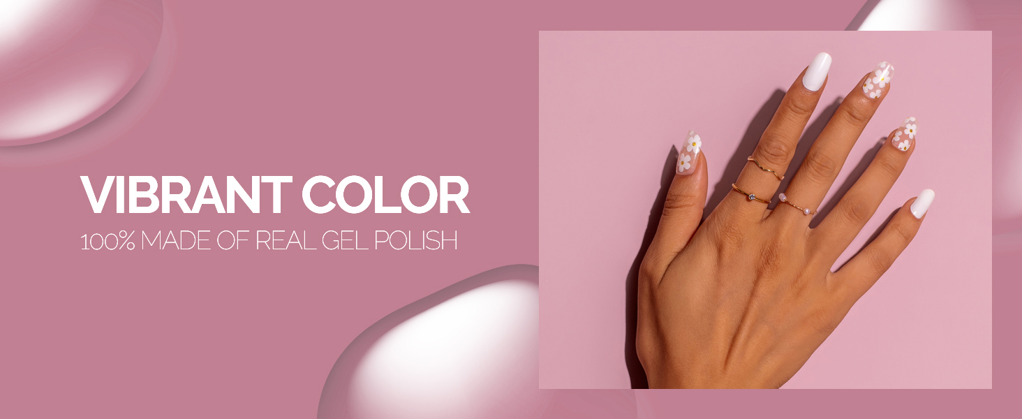 Nailog semi cured nail strip nail wrap White Petals