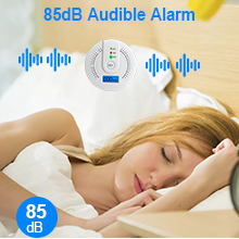 Loud 85 decibel alarm with LED Flash.