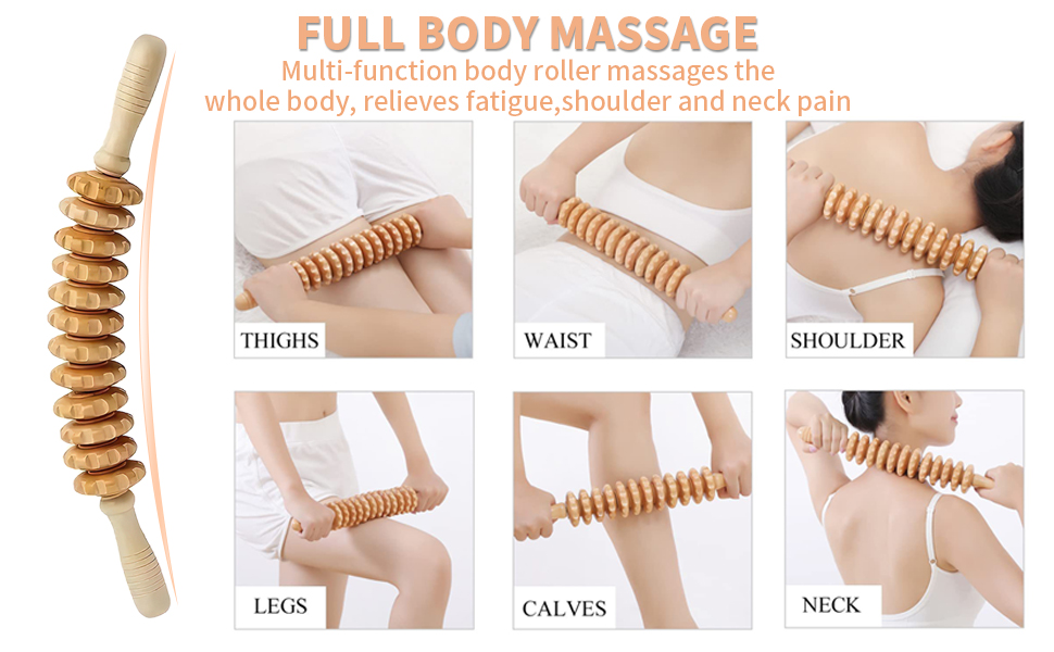 Full-function wooden massage roller