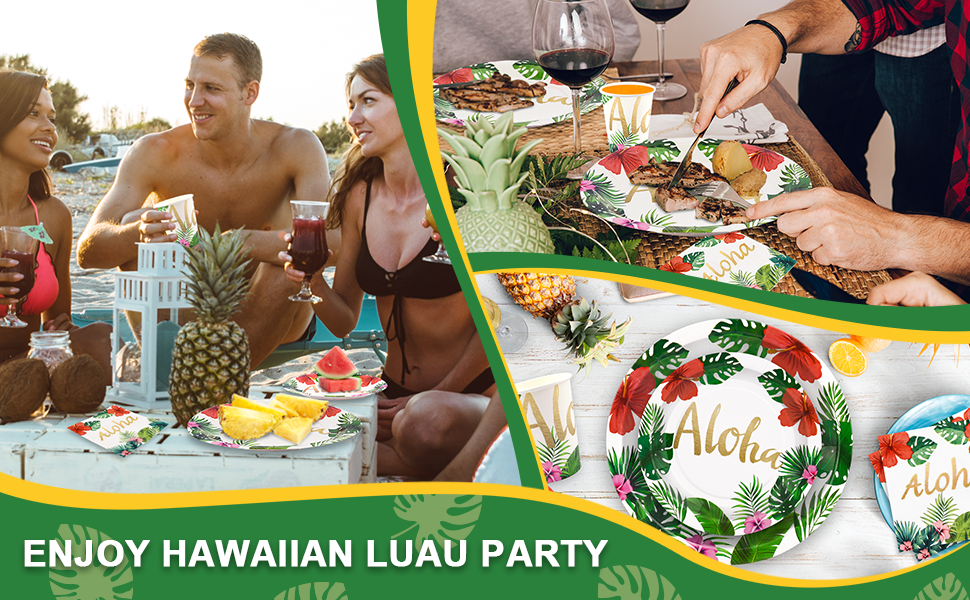 200 Hawaiian Luau Party Decorations Supplies Plates and