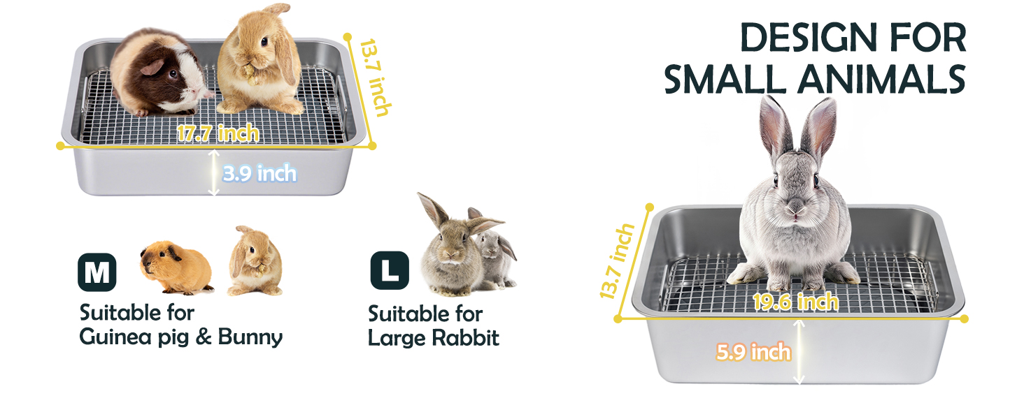MEEXPAWS-STAINLESS-STEEL -GUINEA -PIGS -LITTER -BOX -RABBIT -WITH -GRID-GUINEA -PIG -TRAINING- PAN