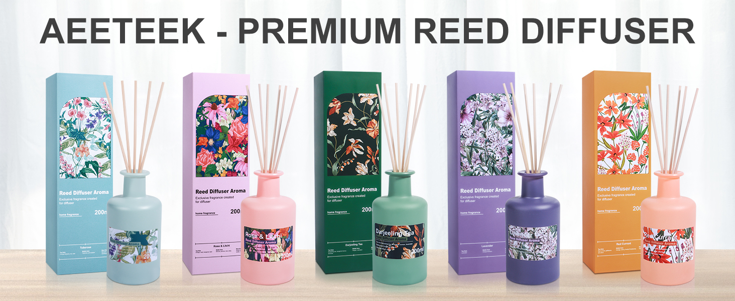 Aeeteek Reed Diffuser Set Sea Salt & Lemon Essential Oil
