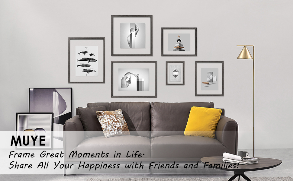 MUYE 11x14 Floating Frame in Gray,Double Glass Picture