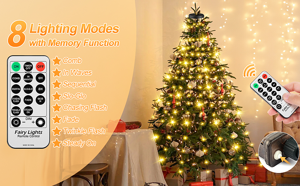 Christmas Tree Lights Warm White 3M/9.8FT x 16 Strands 480LEDs Plug