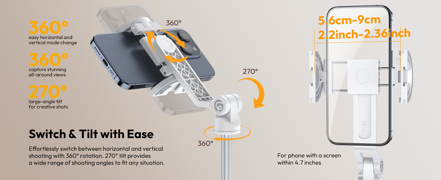 it allows for space-saving, unobstructed shooting. Load capacity: ＜500g/1.1lb