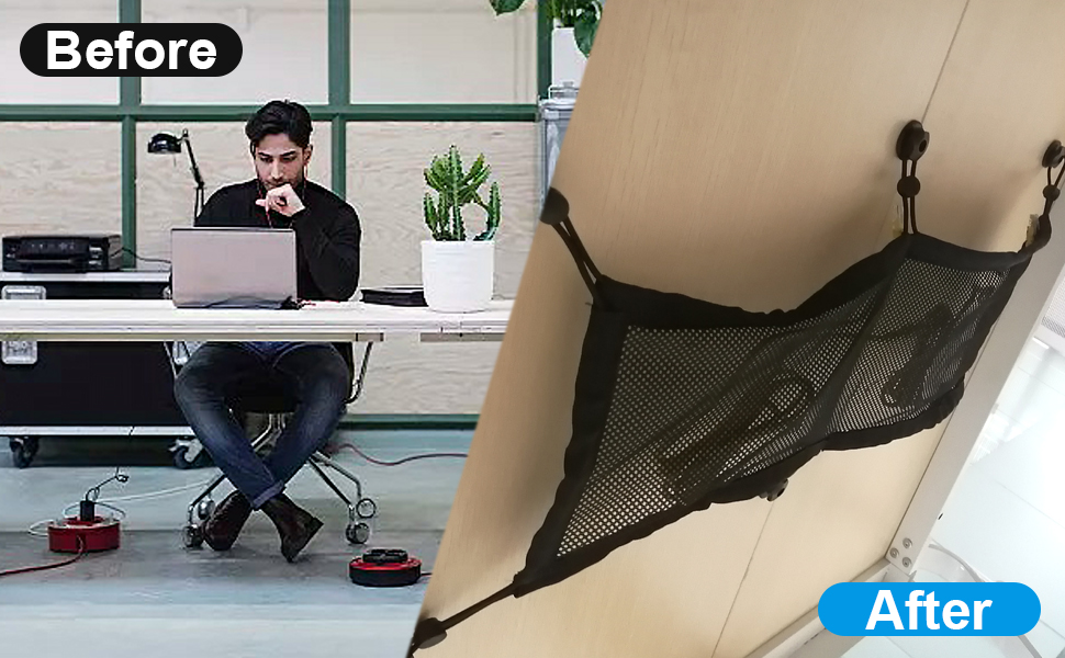 Telawsfun Cable Management Net Under Desk,Wire Manager Mesh