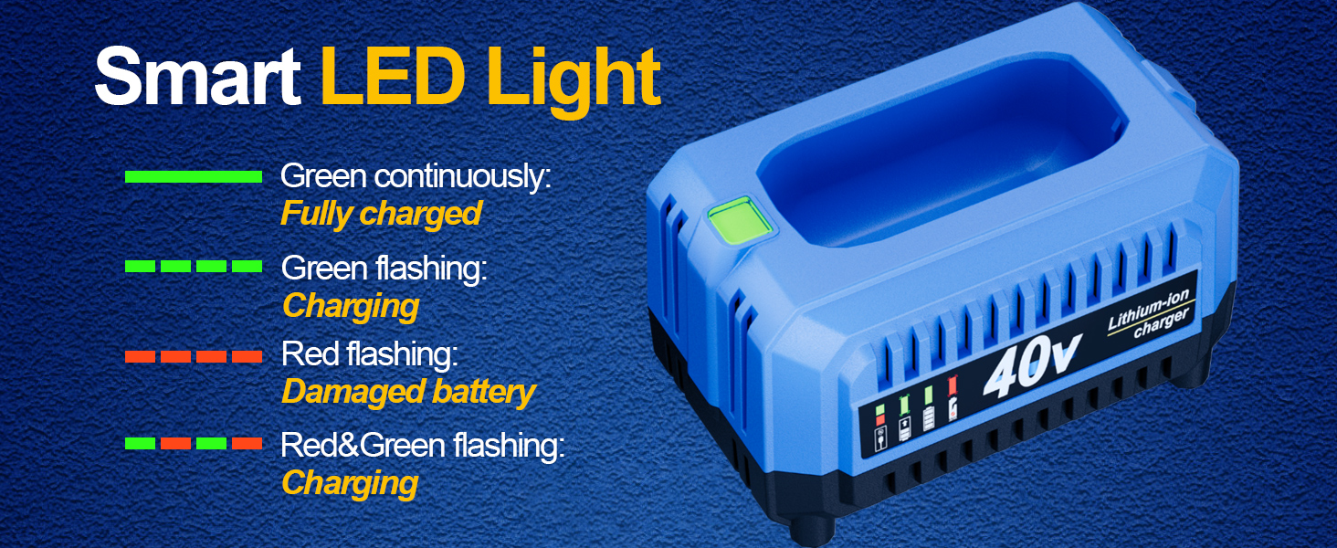 The built-in LED fuel gauge displays remaining power at a glance