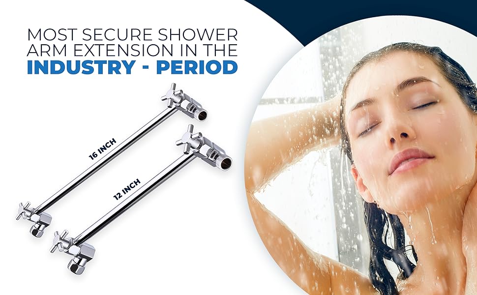 HammerHead Showers® 12 Inch Long Adjustable Shower Arm — Feat. Shark