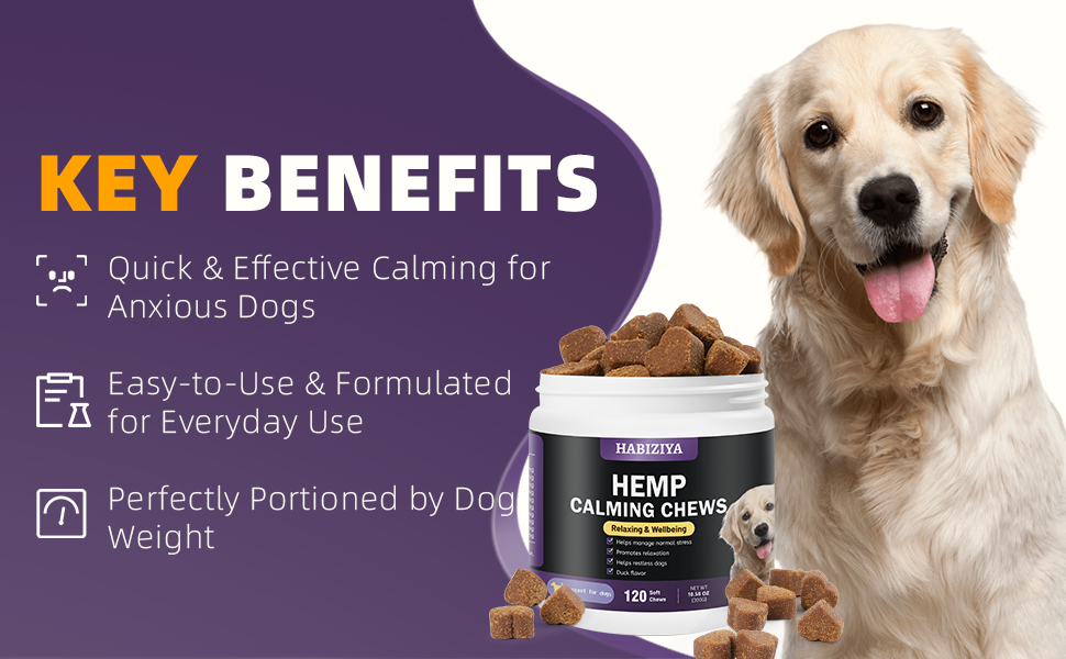 Amazon.com : HABIZIYA Hemp Calming Chews for Dogs Dog Calming Treats