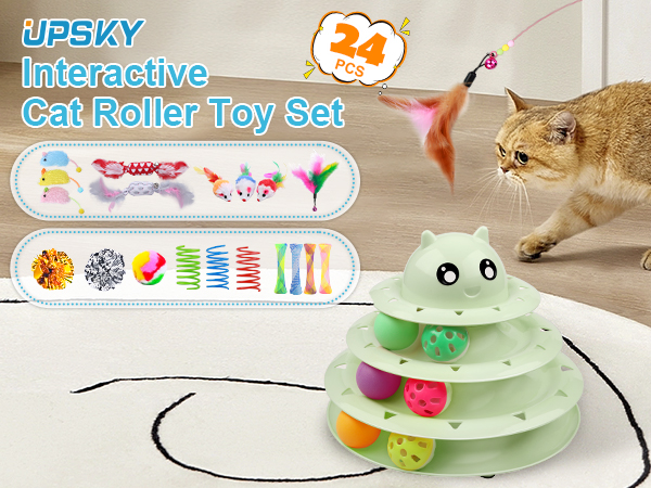 Amazon.com : UPSKY 24 PCS Cat Toys, 3-Level Turntable Kitten