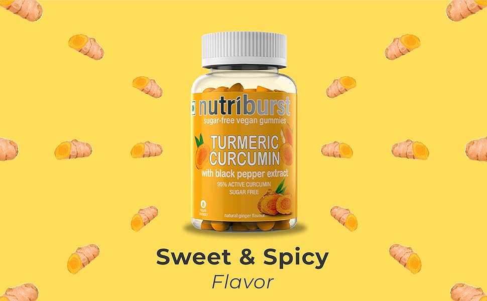 Nutriburst Turmeric Curcumin Gummies for Weight Loss Management | Anti - Turmeric And Ginger Gummies Weight Loss