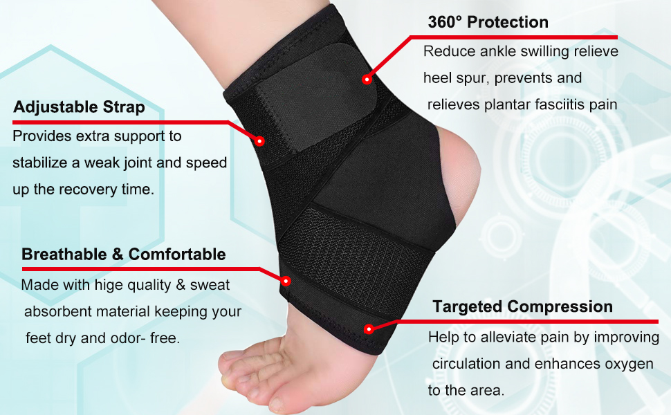 Vannise Ankle Brace for Sprained Ankle, 2 Pack Adjustable