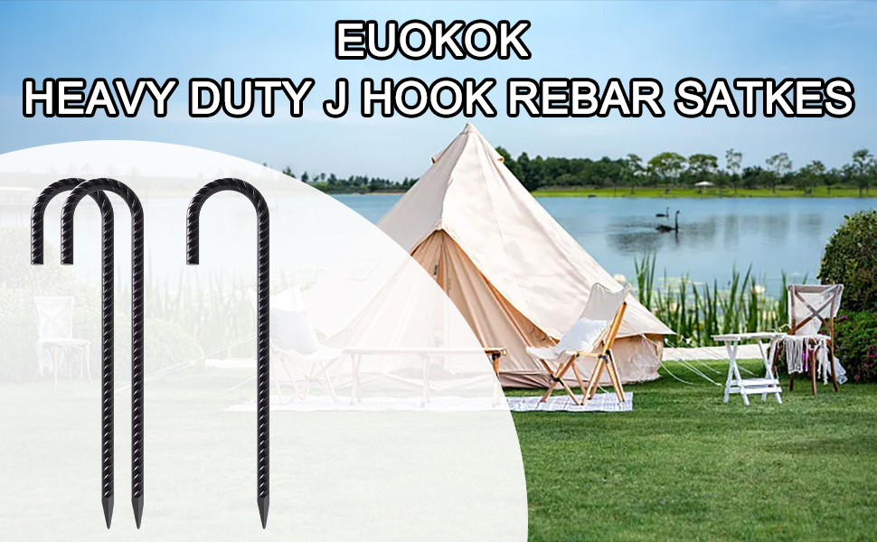 12 Inch Rebar Stakes J Hook 55 Pack 5/16 Inch Diameter