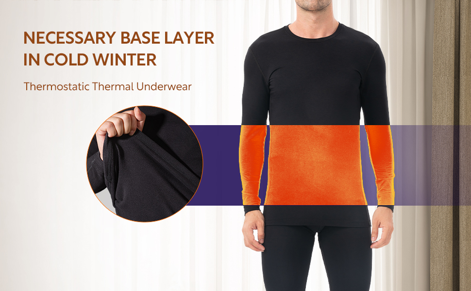 DAVID ARCHY Men's Thermal Underwear Set of Long Sleeve Top Long Johns