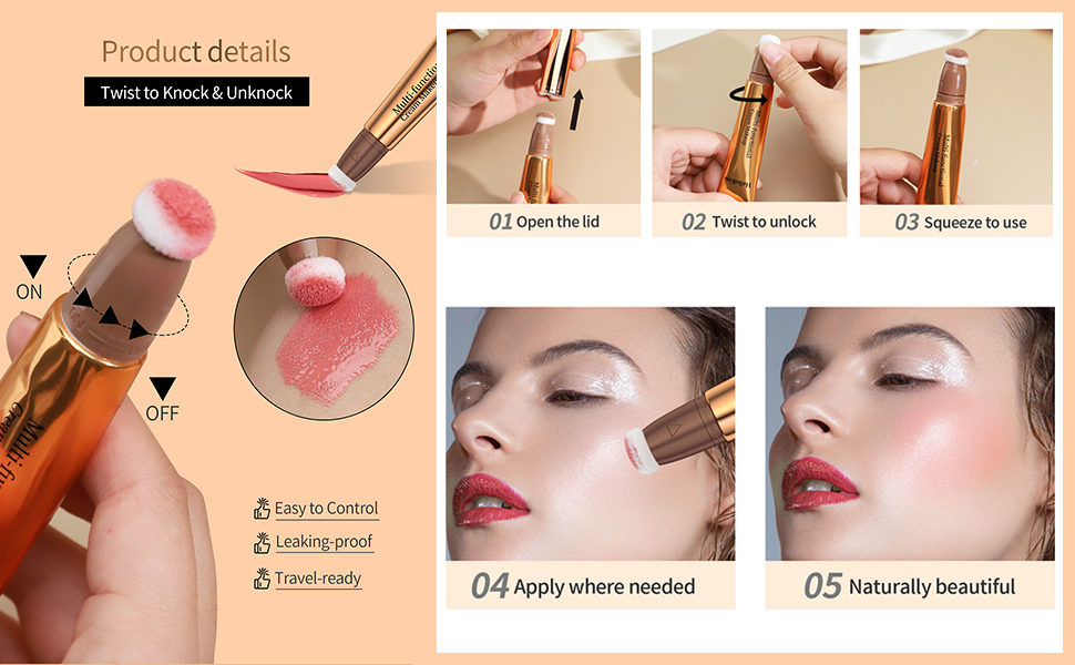 4pcs Liquid Contour Beauty Stick, lightweight mixable ultrasilky cream