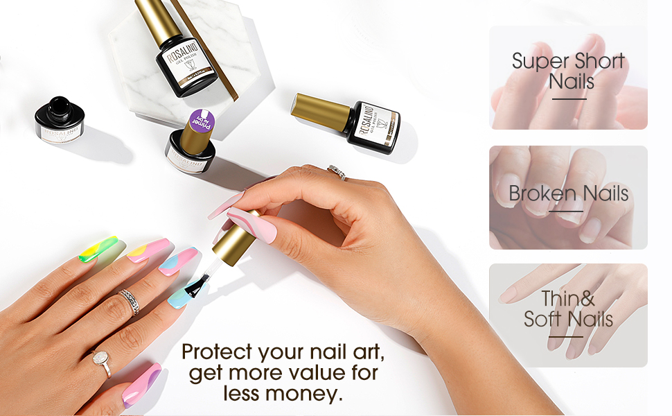 ROSALIND Top Coat Semi Permanent, Base et Top Coat Vernis Semi Permanent UV LED Soak Off 8ml