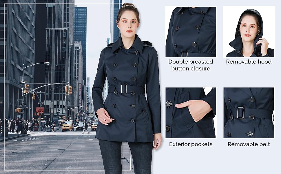 Amazon.com: BGSD Women Tori Waterproof Hooded Short Trench