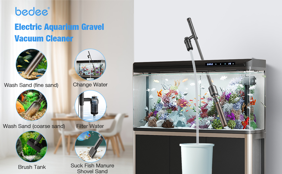 LONDAFISH Electric Fish Tank Vacuum Cleaner Battery Syphon Operated