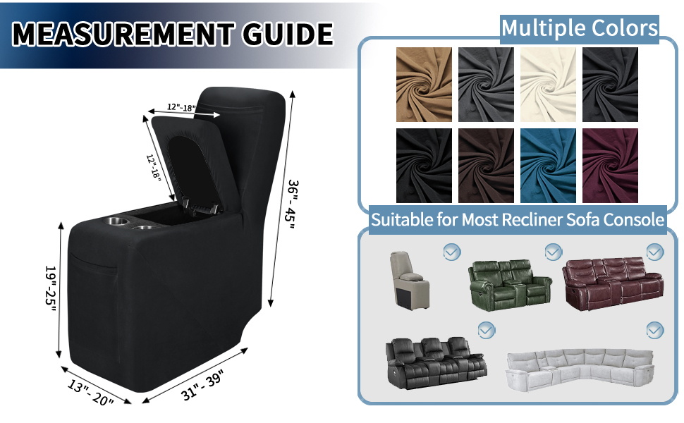 PureFit Recliner Console Cover for Reclining Couch Covers