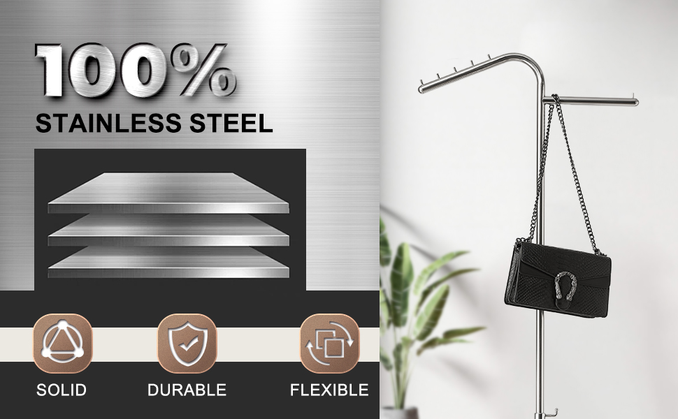 Stainless steel clothing display rack, heavy, not easy to fall over