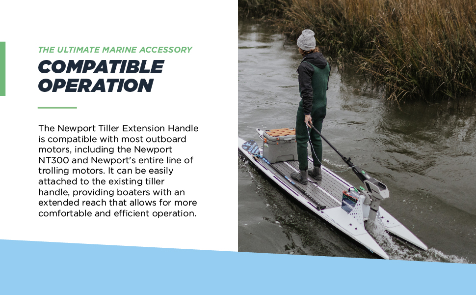 Newport Tiller Extension Handles with Outboard Motors & Trolling Motors Carbon