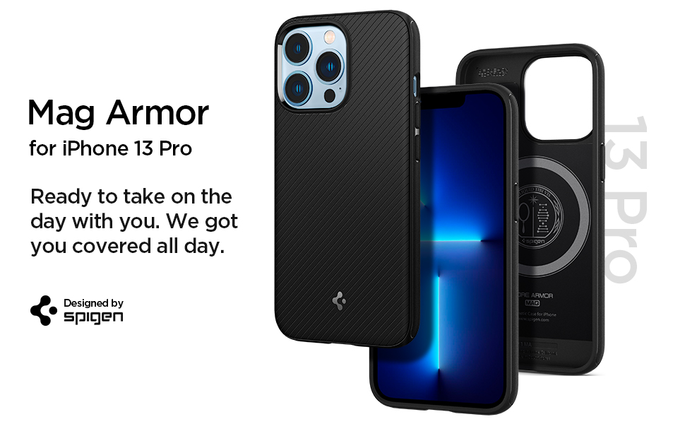 Spigen Mag Armor MagFit Case Compatible with iPhone 13 Pro Matte Black Amazon.co.uk