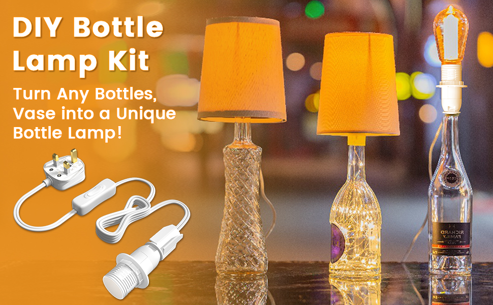 DoRight Bottle Lamp Kit, E14 Bottle Lamp Adaptor Kit UK, DIY Bottle